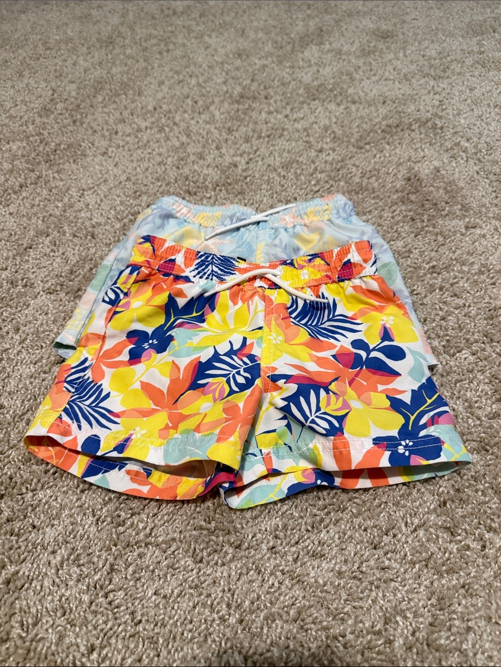 Janie and Jack Tropical Floral Shorts Set in Yellow, Navy, Orange, Mint